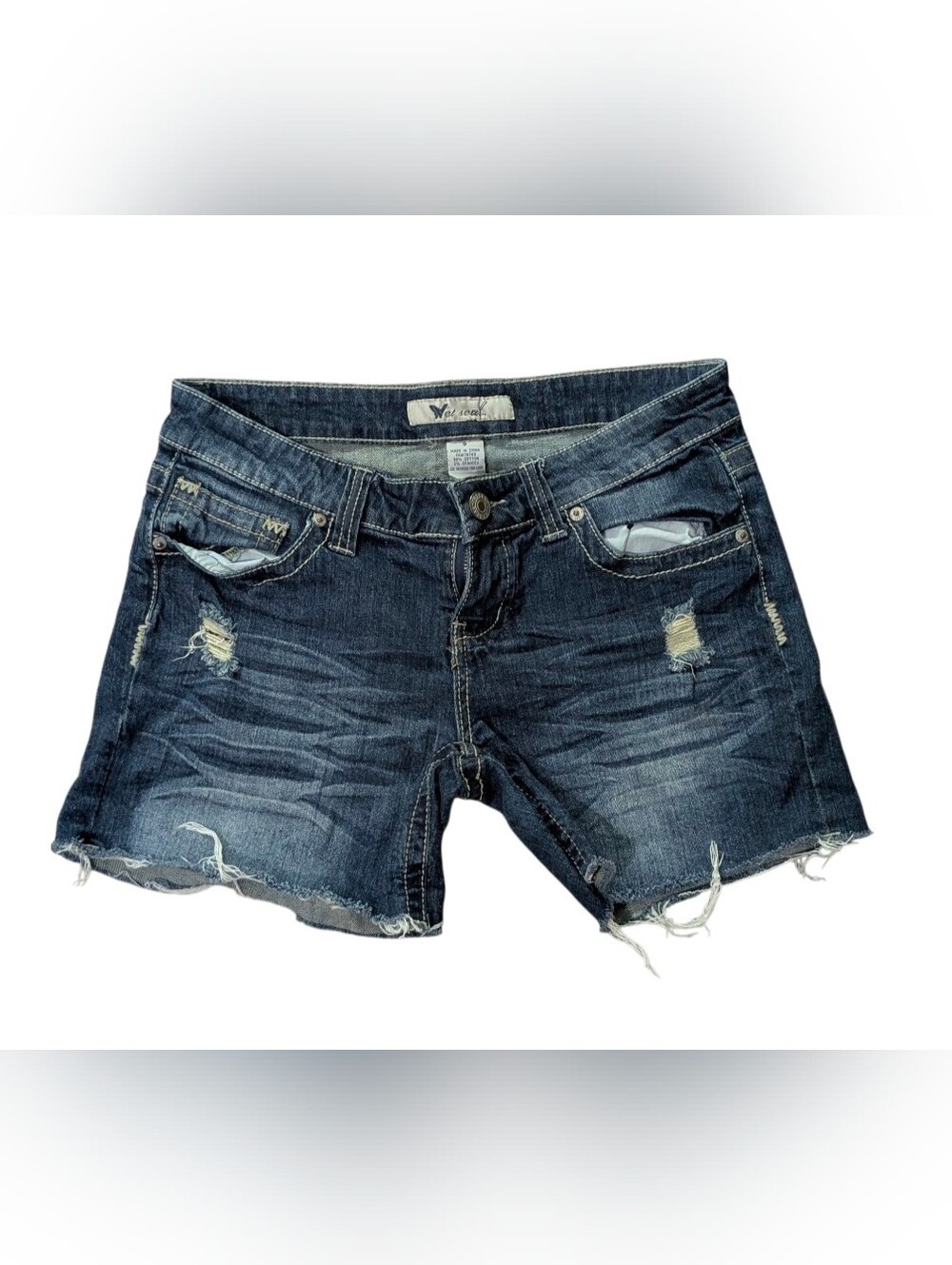 Wet Seal Distressed Dark Blue Denim Shorts